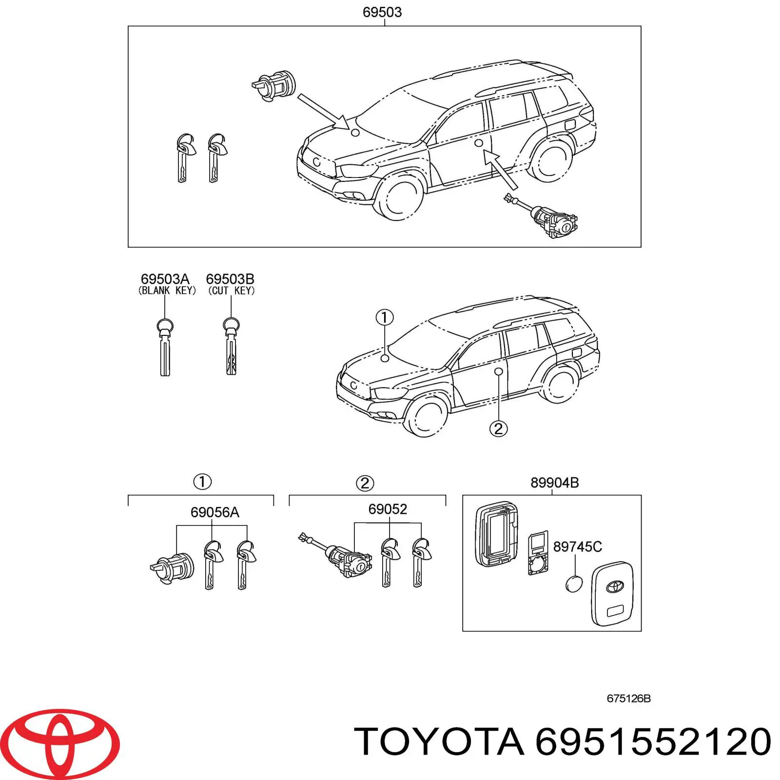 Ключ-заготівка Toyota Corolla (E15) (Тойота Королла)