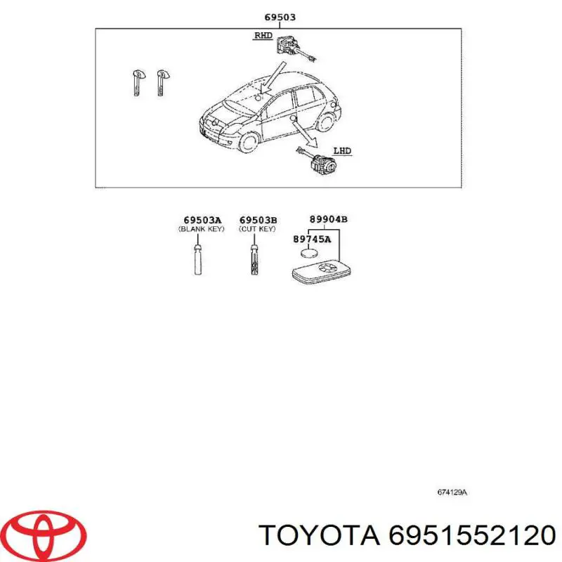 Купити 6951552120 Toyota Ключ-заготівка