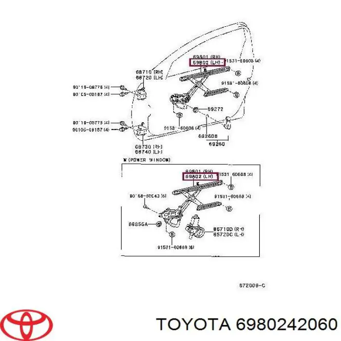 Склопідйомник з електродвигуном Toyota 6980242060 ціна, від 29.00 USD