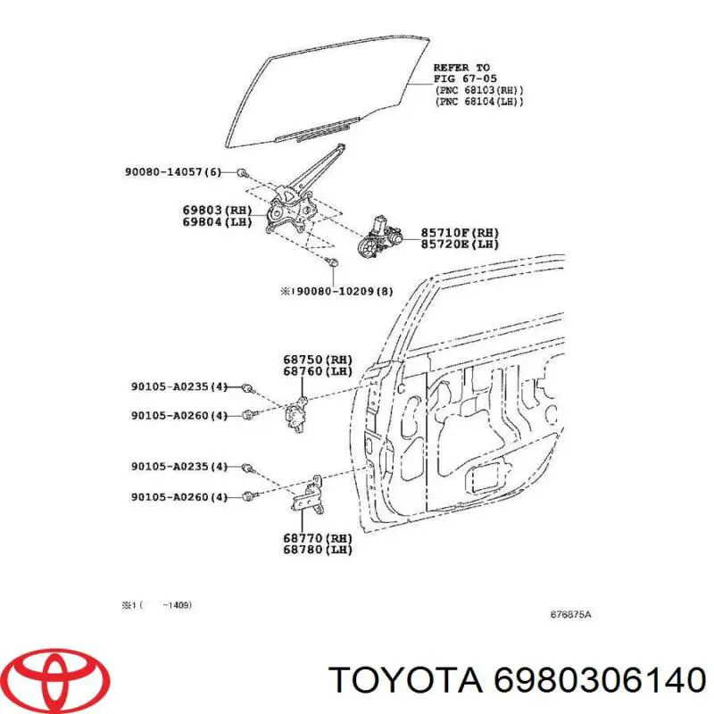 Механізм склопідйомника двері задньої, правої Toyota 6980306140 ціна, від 11.95 USD
