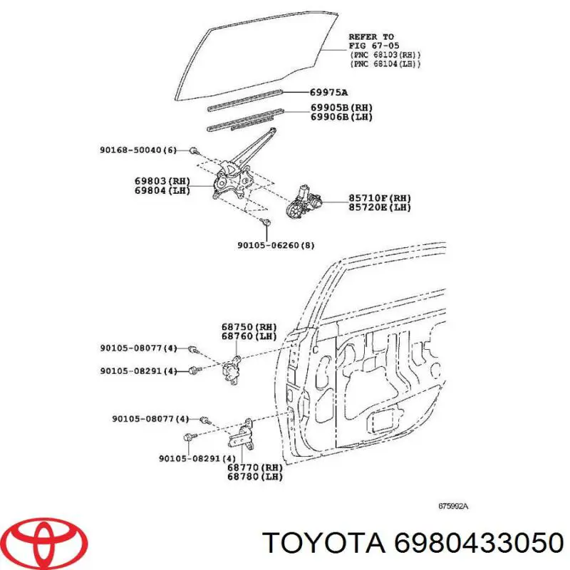 Механізм склопідіймача двері задньої, лівої Toyota Camry (V40) (Тойота Камрі)