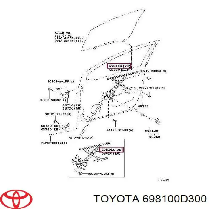 Купити 698100D300 Toyota Склопідйомник передньої правої двері