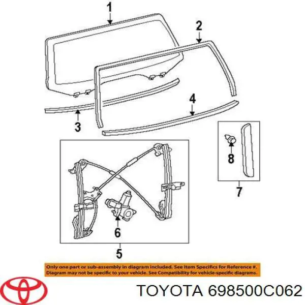 Механізм переміщення скла двері (склопід'ємник) Toyota 698500C062 ціна, від 398.63 USD