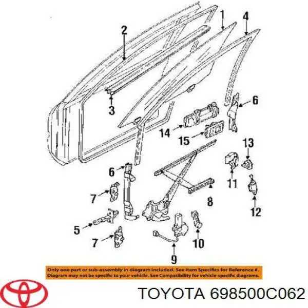 698500C062 Toyota Механізм склопідйомника багажника ляди