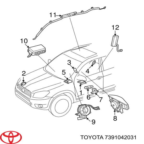 Подушка безпеки AIRBAG спинки сидіння, правого Toyota 7391042031 ціна, від 938.72 USD