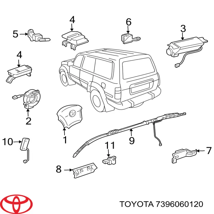 Подушка безпеки бокова Toyota 7396060120 ціна, від 187.50 USD