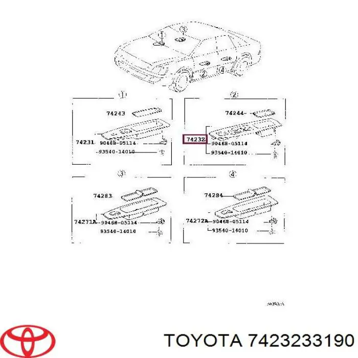 Накладка кнопки склопід'ємника переднього лівого Toyota 7423233190 ціна, від 12.67 USD
