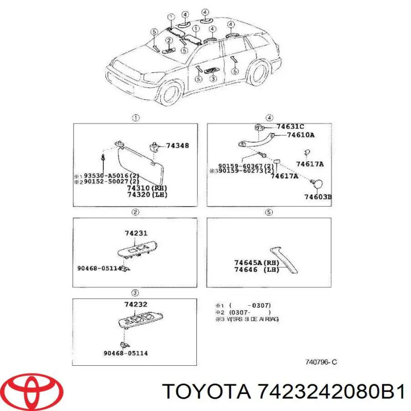 Накладка кнопки склопід'ємника переднього лівого Toyota 7423242080B1 ціна, від 33.30 USD