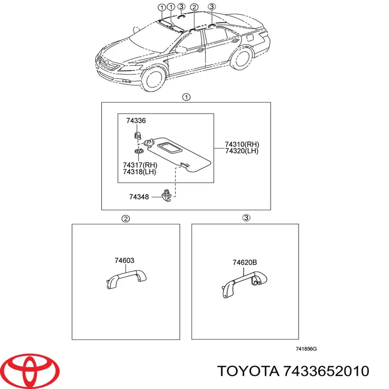 Фіксатор сонцезахисного козирка 7433652010 Toyota