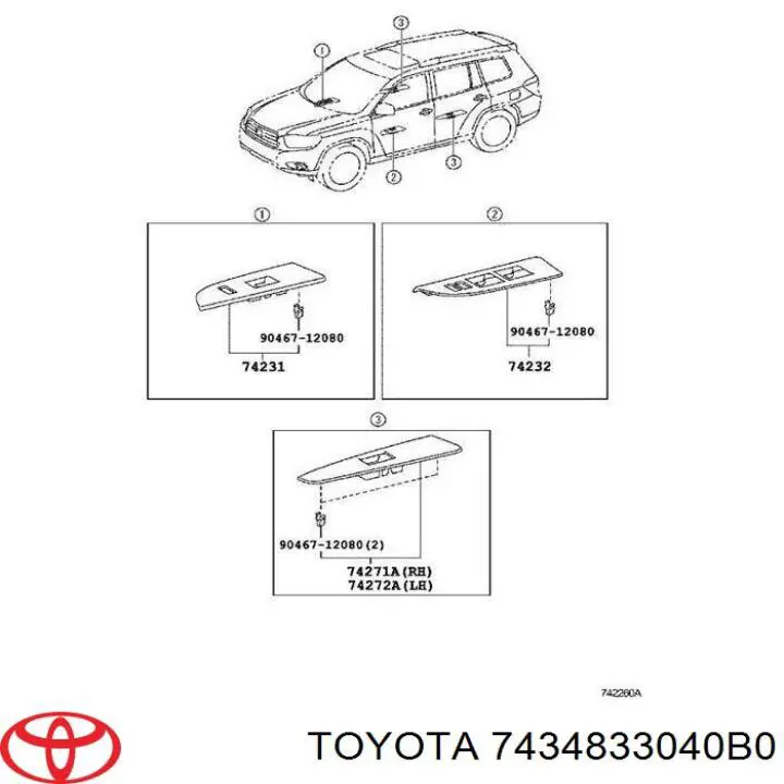 Фіксатор сонцезахисного козирка Toyota 7434833040B0 ціна, від 3.80 USD