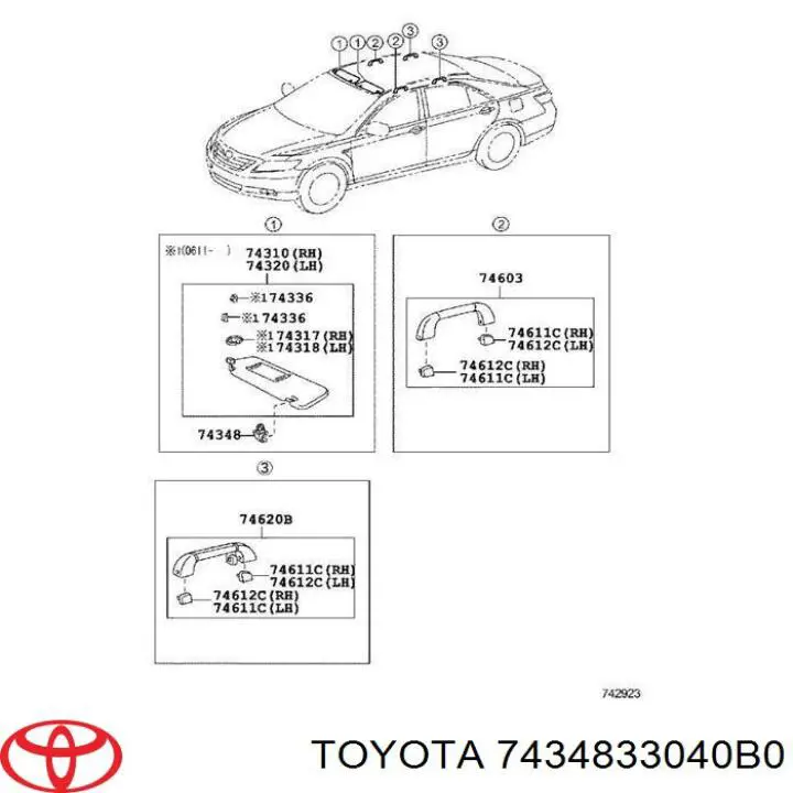 Купити 7434833040B0 Toyota Фіксатор сонцезахисного козирка