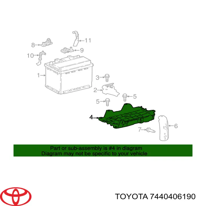 Кріплення / підставка акумулятора (АКБ) Toyota 7440406190 ціна, від 14.11 USD