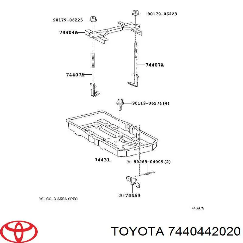 Кріплення / підставка акумулятора (АКБ) Toyota 7440442020 ціна, від 7.32 USD