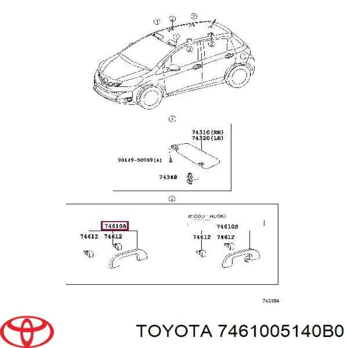 Поручні (тримачі) і гачок для одягу Toyota 7461005140B0 ціна, від 2.82 USD