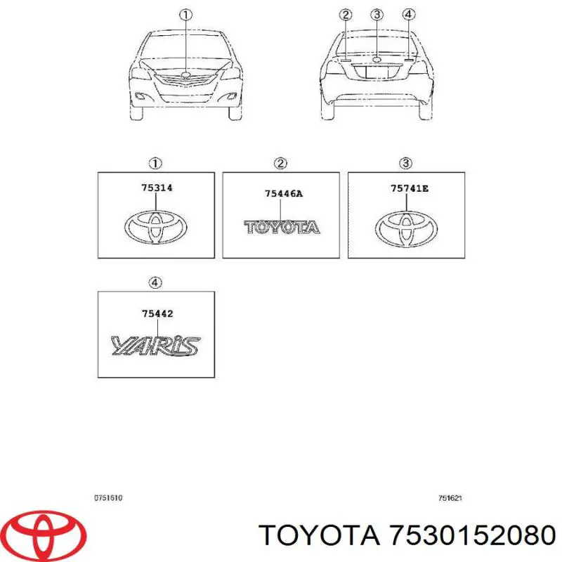 7530152080 Toyota Емблема капота