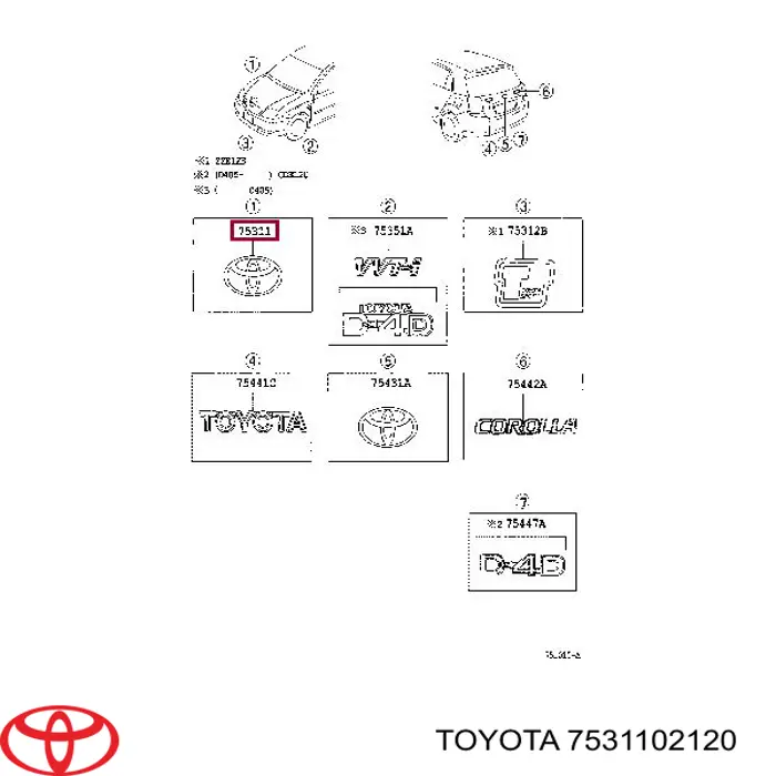 7531102120 Toyota Емблема решітки радіатора