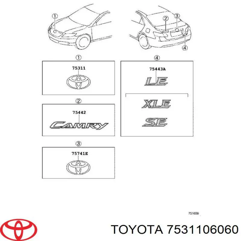 Купити 7531106060 Toyota Емблема капота