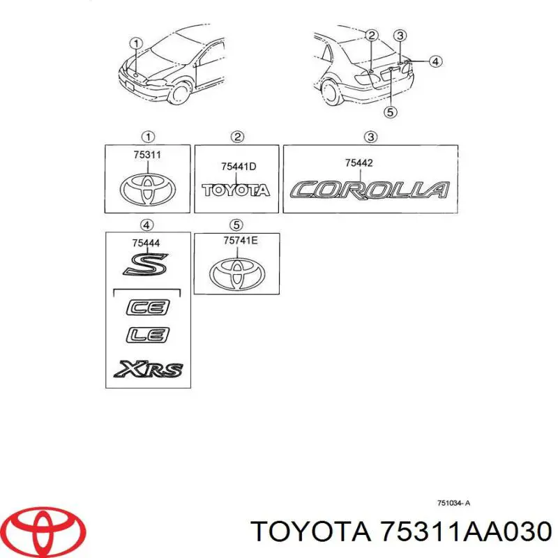 Емблема на решітку радіатора Toyota 75311AA030 ціна, від 19.00 USD