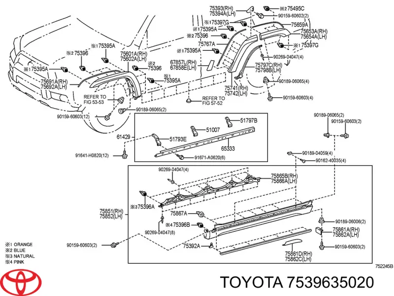 Пістон (кліп) кріплення накладок порогів на Toyota Fortuner (N5, N6)