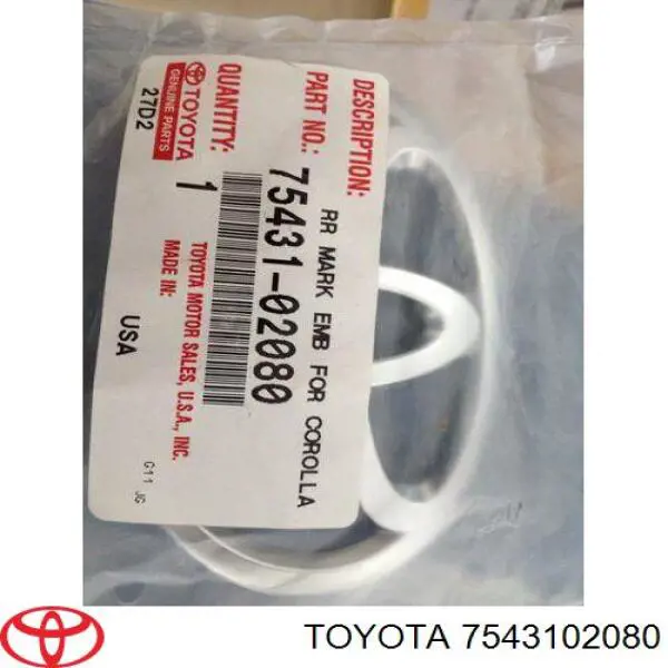 7543102080 Toyota емблема кришки багажника, фірмовий значок
