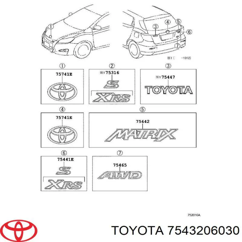 7543206030 Toyota 