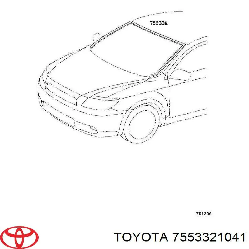 7553321041 Toyota Рама лобового скла