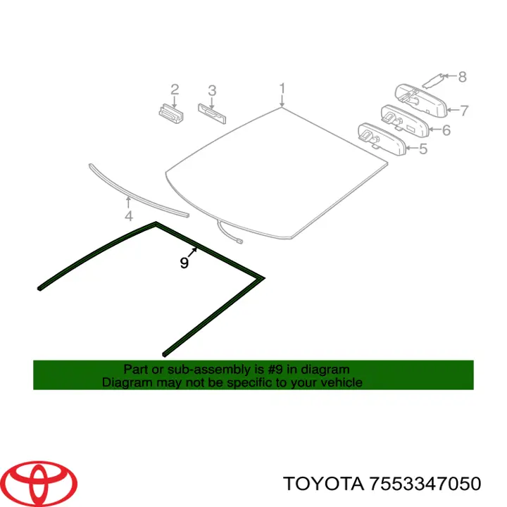 Молдинг вітрового скла Toyota 7553347050 ціна, від 41.34 USD
