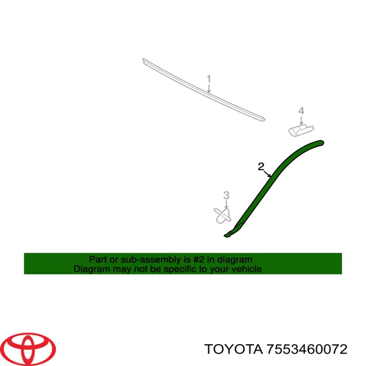 7553460072 Toyota молдинг лобового скла, лівий