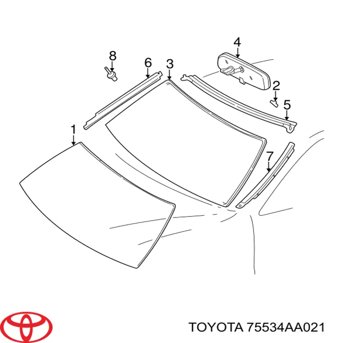 Молдинг вітрового скла лівий Toyota 75534AA021 ціна, від 19.00 USD