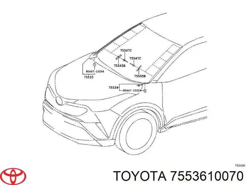  Toyota 7553610070 ціна, від 25.34 USD