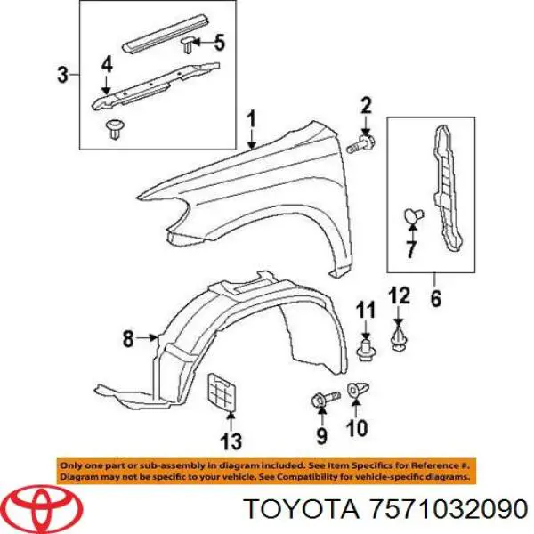 Купити 7571032090 Toyota Молдинг опускного скла нижній, двері передньої, правої