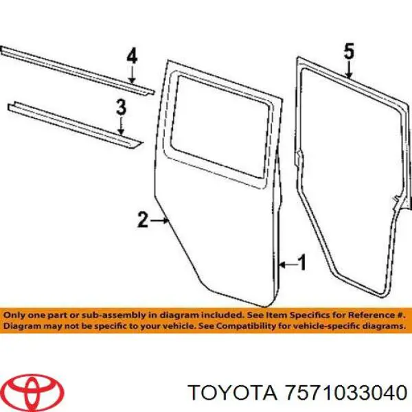 7571033040 Toyota Молдинг опускного скла нижній, двері передньої, правої