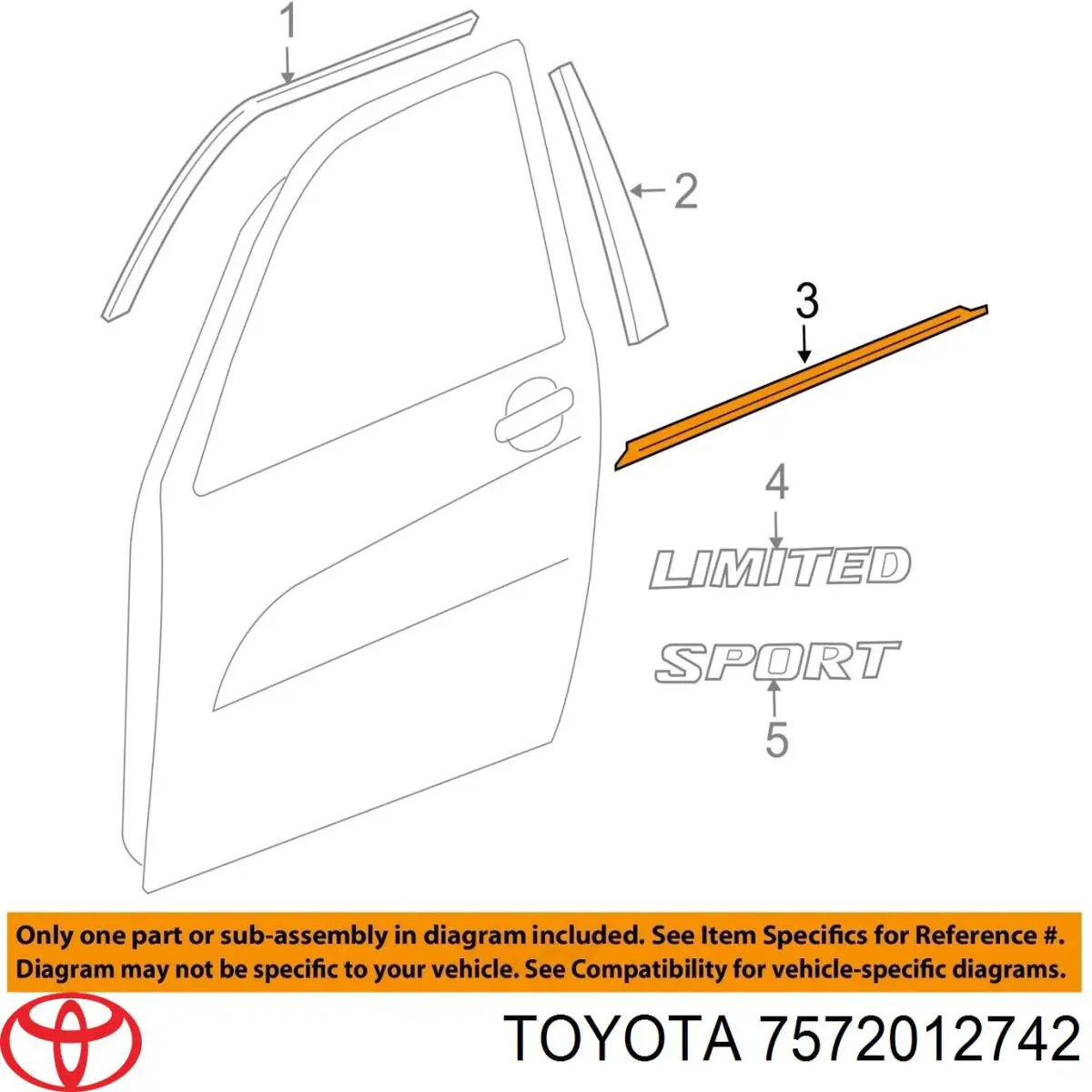 Купити 7572012742 Toyota Молдинг передньої лівої двері
