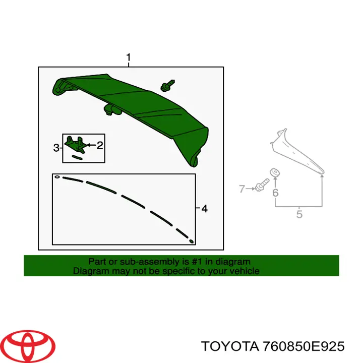760850E925 Toyota Спойлер кришки багажника