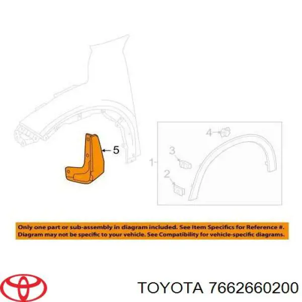 7662660200 Toyota Бризговик задній, лівий
