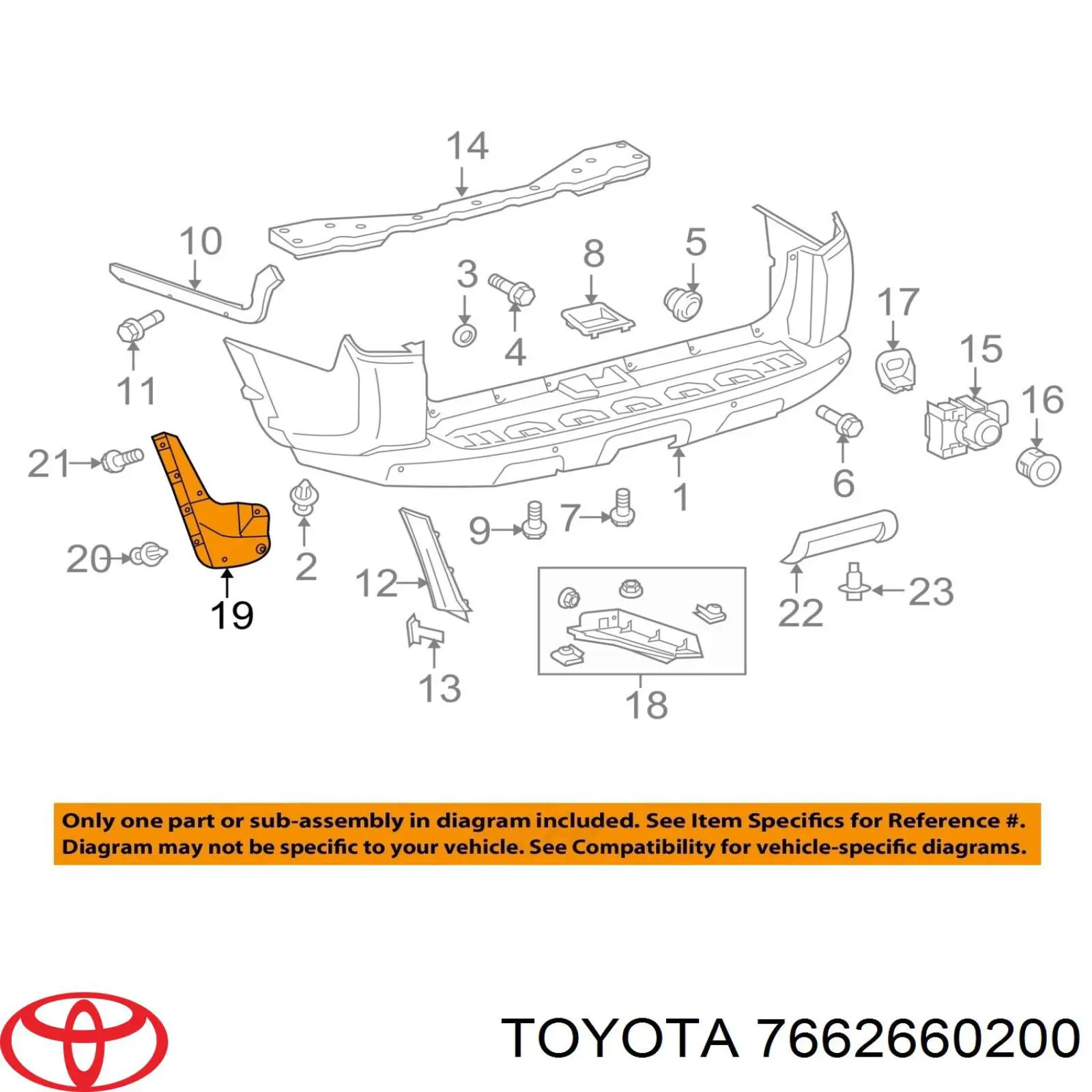 Купити 7662660200 Toyota Бризковики задній, лівий