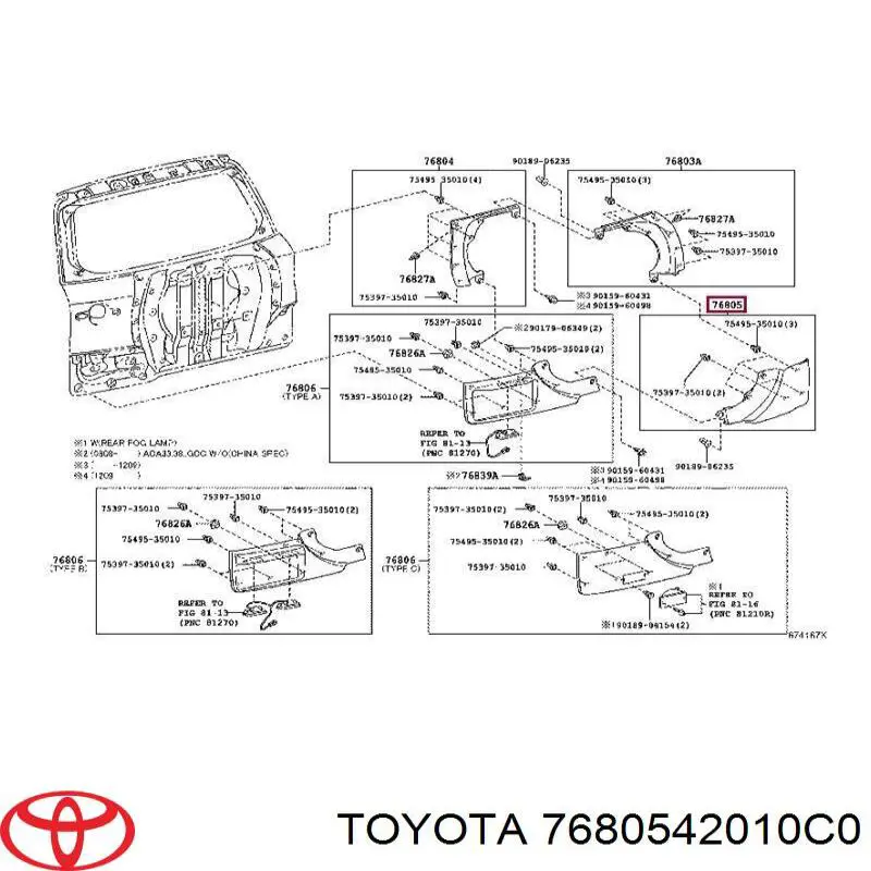 Накладка задньої 3-ї/5-ї двері, права Toyota RAV4 3 (A3) (Тойота Рав4)
