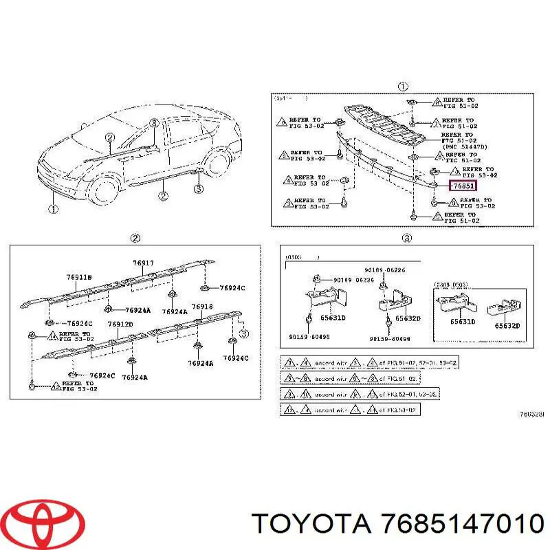 Купити 7685147010 Toyota Нижня накладка на передній бампер