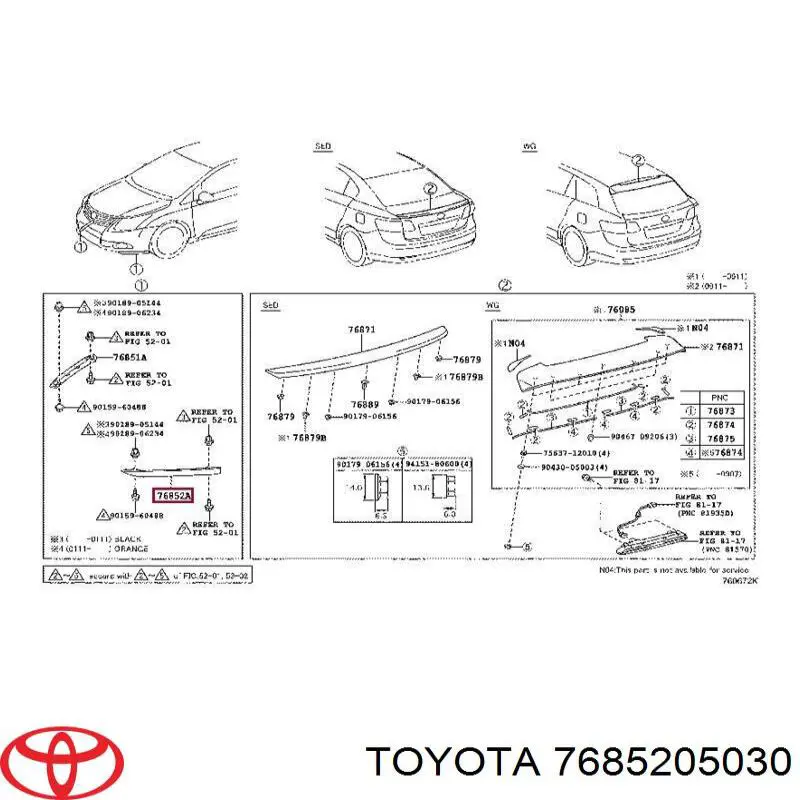  Спойлер переднього бампера, лівий Toyota Avensis 