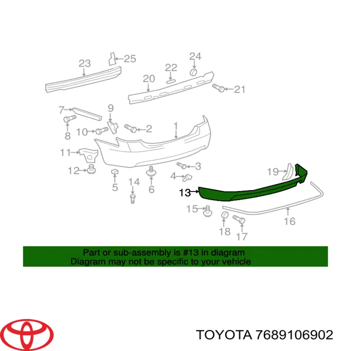 7689106902 Toyota Спойлер кришки багажника