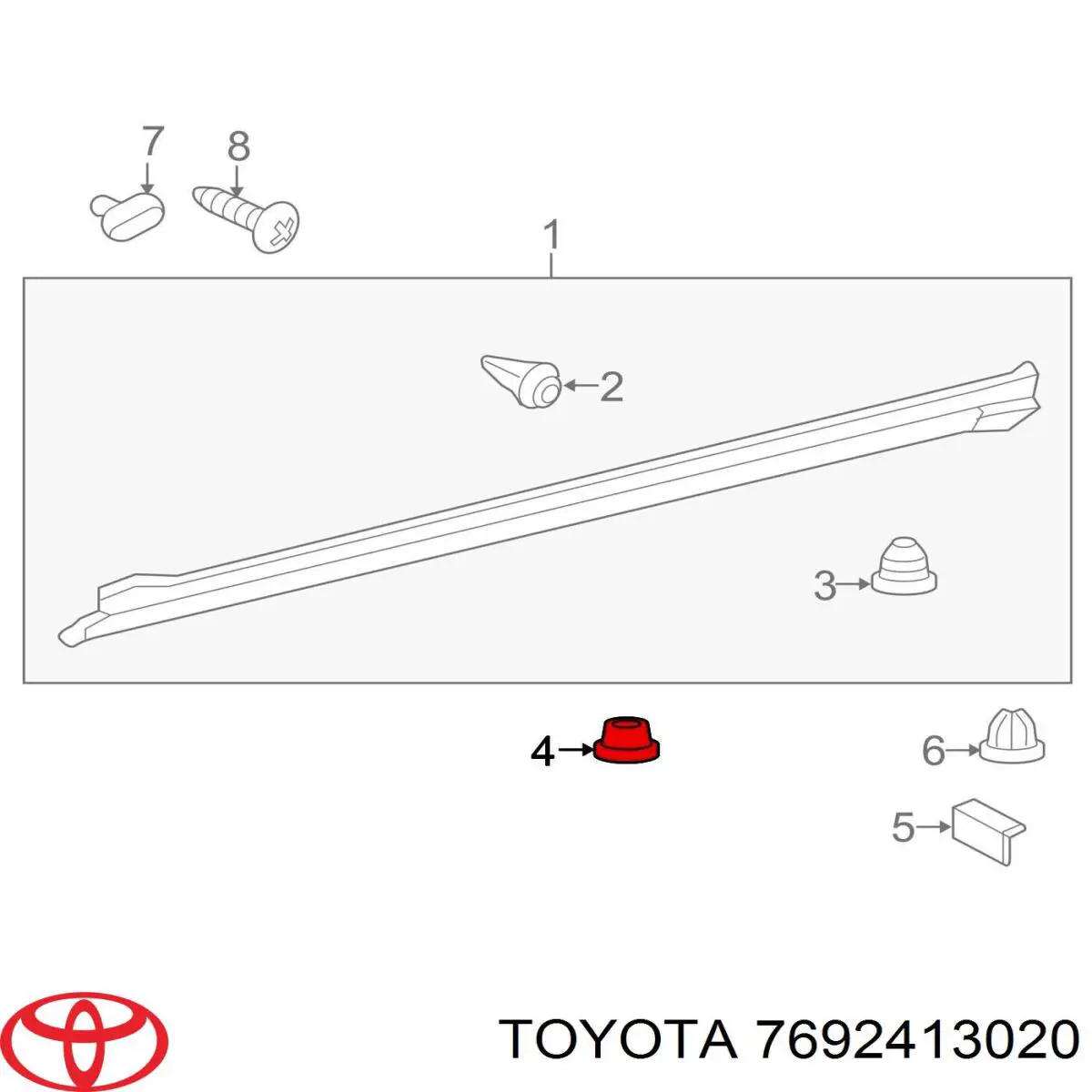 7692413020 Toyota пістон (кліп кріплення накладок порогів)