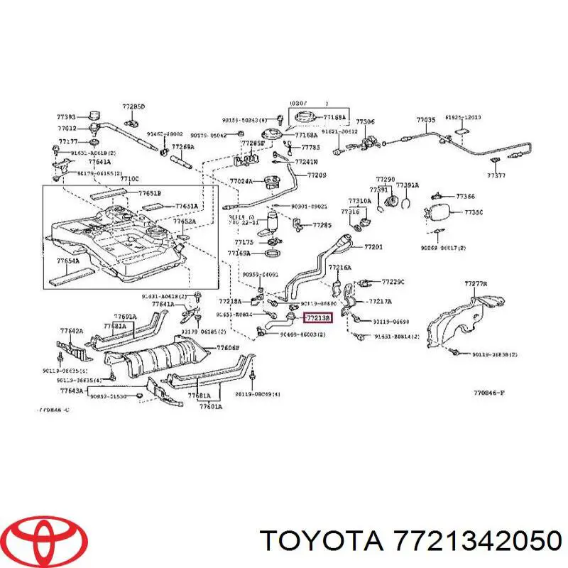 Трубка паливна, зворотня від форсунок 7721342050 Toyota