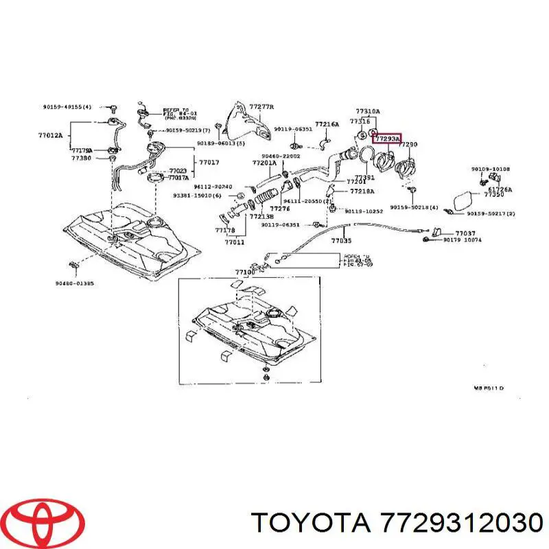 Горловина бензобака Toyota 7729312030 ціна, від 42.34 USD