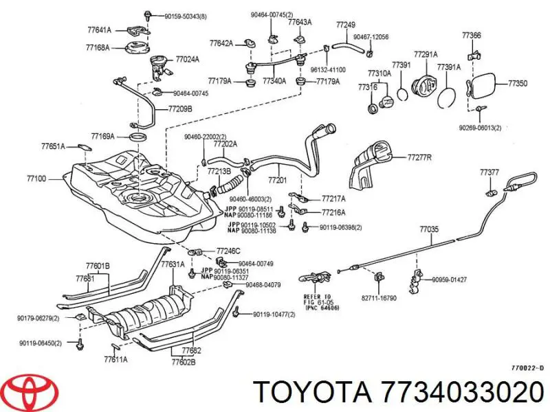 7734033020 Toyota клапан вентиляції газів паливного бака