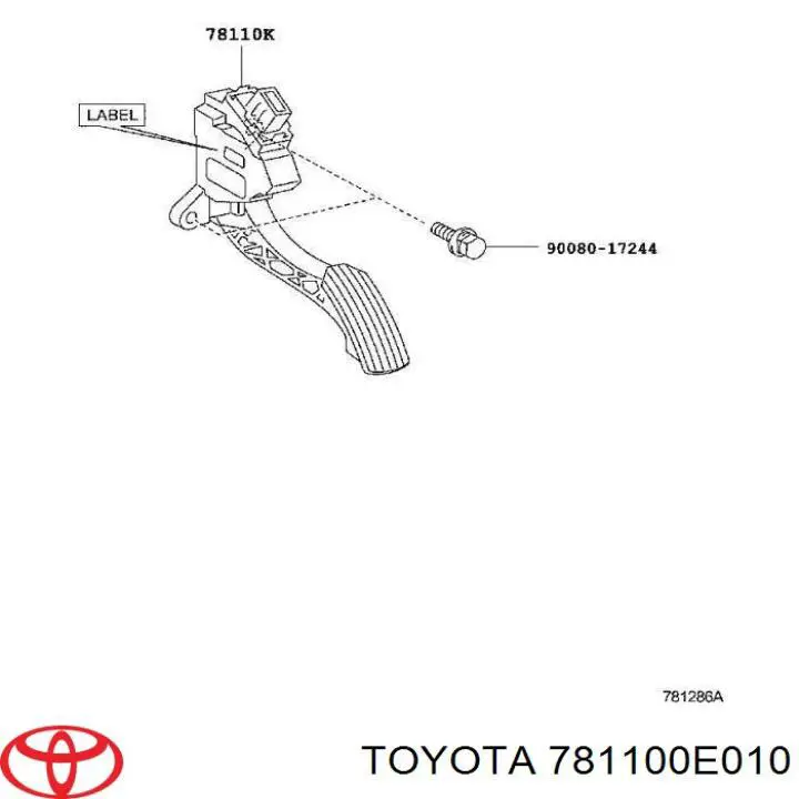 781100E010 Toyota Педаль газу (акселератора)