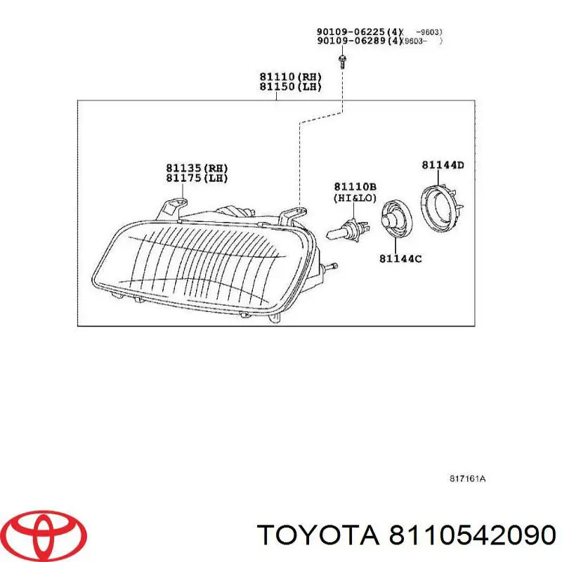 Фара права 8110542090 Toyota