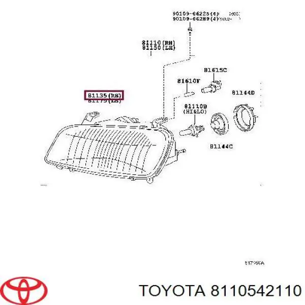 8111042110 Toyota Фара правая