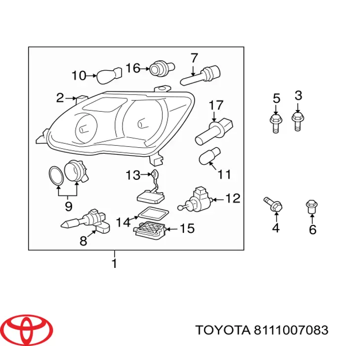 Фара правая Toyota 8111007083 ціна, від 141.08 USD