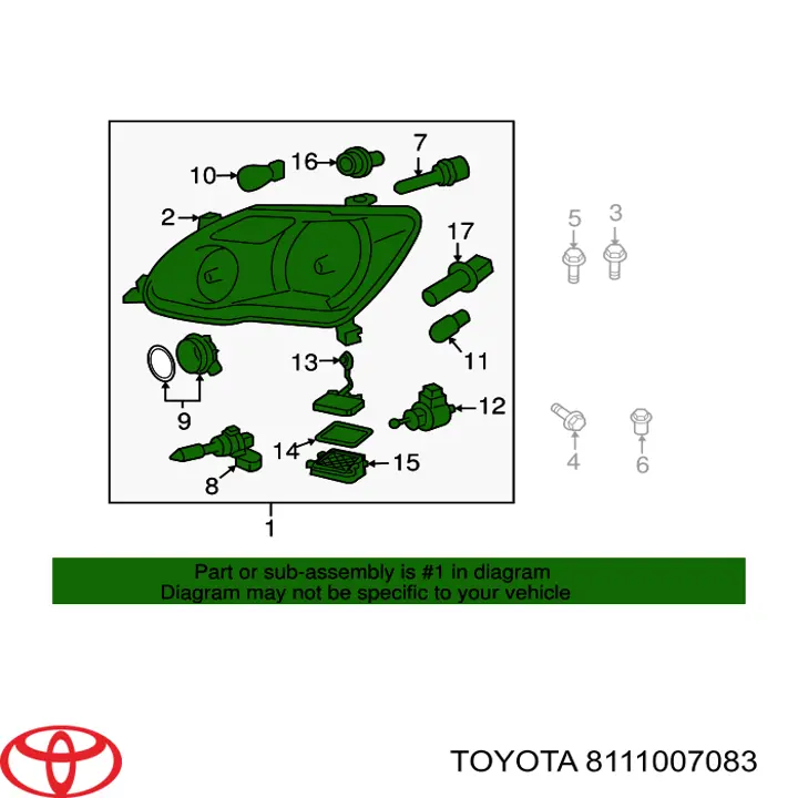 8111007083 Toyota Основна фара - вставка