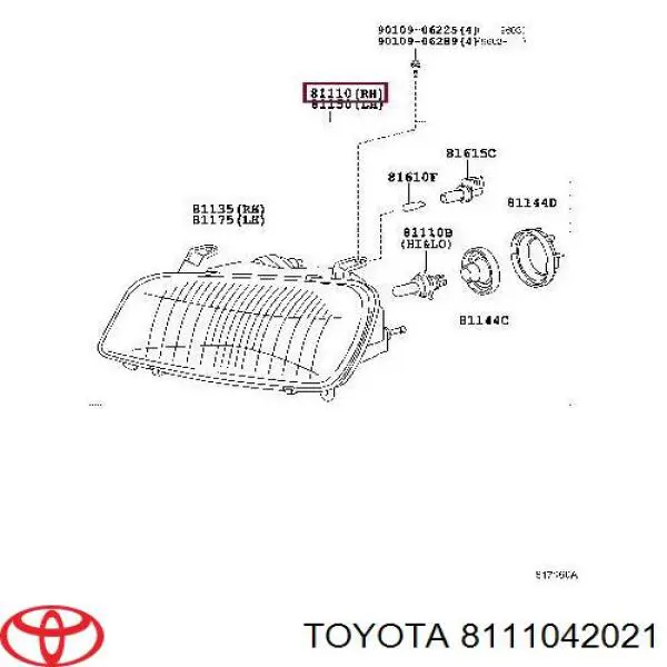 Фара права 8111042021 Toyota